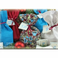Adventskalender Stoff Säckchen mit gestickten Zahlen für Kinder und Erwachsene, Weihnachten, Advent, verschiedene Farben
