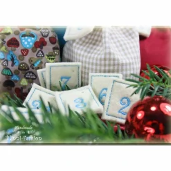 Adventskalender Stoff Säckchen mit gestickten Zahlen für Kinder und Erwachsene, Weihnachten, Advent, verschiedene Farben