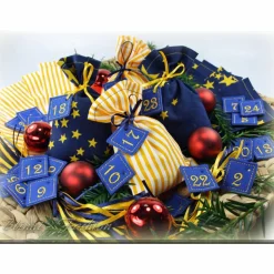 Adventskalender Stoff Säckchen mit gestickten Zahlen für Kinder und Erwachsene, Weihnachten, Advent, verschiedene Farben