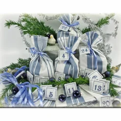 Adventskalender Stoff Säckchen mit gestickten Zahlen für Kinder und Erwachsene, Weihnachten, Advent, verschiedene Farben