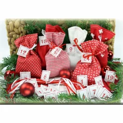 Adventskalender Stoff Säckchen mit gestickten Zahlen für Kinder und Erwachsene, Weihnachten, Advent, verschiedene Farben