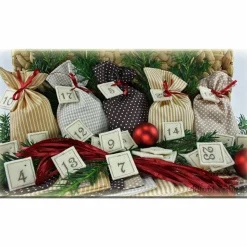 Adventskalender Stoff Säckchen mit gestickten Zahlen für Kinder und Erwachsene, Weihnachten, Advent, verschiedene Farben