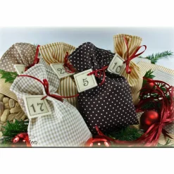 Adventskalender Stoff Säckchen mit gestickten Zahlen für Kinder und Erwachsene, Weihnachten, Advent, verschiedene Farben