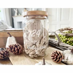 Adventskalender/ Vorratsglas Holzdeckel | Weihnachten | Keksglas |  | Plott | 1270ml | Geschenk zu Weihnachten | Glas