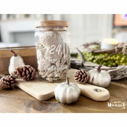 Adventskalender/ Vorratsglas Holzdeckel | Weihnachten | Keksglas |  | Plott | 1270ml | Geschenk zu Weihnachten | Glas