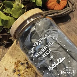 Adventskalender/ Vorratsglas Holzdeckel | Weihnachten | Keksglas |  | Plott | 1270ml | Geschenk zu Weihnachten | Glas