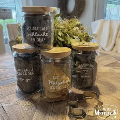 Adventskalender/ Vorratsglas Holzdeckel | Weihnachten | Keksglas |  | Plott | 1270ml | Geschenk zu Weihnachten | Glas