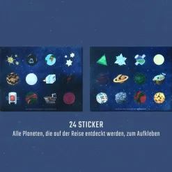Adventskalender Weltraum für Kinder ab 8 Jahren mit 24 kleinen Geschichten, großer Übersichtskarte und Stickern