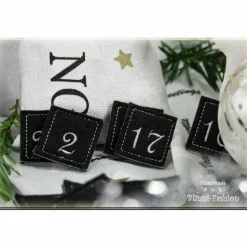 Adventskalender XL Säckchen zum befüllen mit gestickten Filz Zahlen, Kinder Erwachsene Advent Stoff