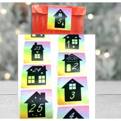 Adventskalender Zahlen große Sticker Häuser Häuschen, 24 Adventskalenderzahlen Aufkleber, by BuntMixxDESIGN