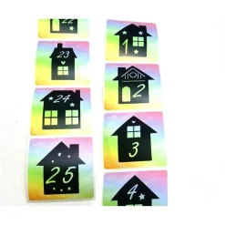 Adventskalender Zahlen große Sticker Häuser Häuschen, 24 Adventskalenderzahlen Aufkleber, by BuntMixxDESIGN