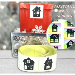 Adventskalender Zahlen große Sticker Häuser Häuschen, 24 Adventskalenderzahlen Aufkleber, by BuntMixxDESIGN