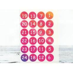 Adventskalender Zahlen Sticker, 3cm rund, rosa lila pink, WEISS Zahlen 1-24 Aufkleber, made by BuntMixxDESIGN