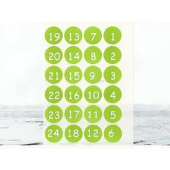 Adventskalender Zahlen Sticker, 3cm rund, grün WEISS Zahlen 1-24 Aufkleber, made by BuntMixxDESIGN