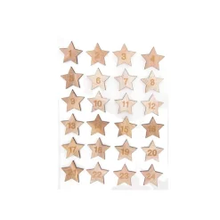 Adventskalender Zahlen Sternen-Sticker Holz natur