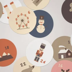 Adventskalender Zahlenaufkleber *Scandi Winter* / 24 runde Aufkleber / ∅ 40 mm