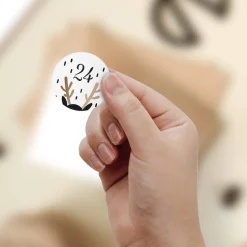Adventskalender Zahlenaufkleber *Christmas Gold* / 24 runde Aufkleber / ∅ 40 mm