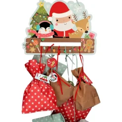 Adventskalender zum Aufhängen und selbst Befüllen Santa - Komplett mit Schnur, Papiertüten & Adventskalenderzahlen