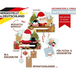 Adventskalender zum Aufhängen und selbst Befüllen Santa - Komplett mit Schnur, Papiertüten & Adventskalenderzahlen