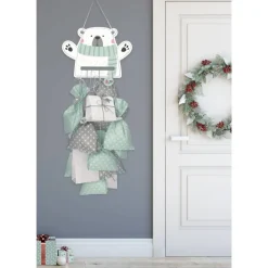 Adventskalender zum Aufhängen und selbst Befüllen Eisbär-Motiv - Komplettset mit Schnur, Papiertüten & Adventskalenderza