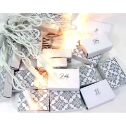 Adventskalender zum Befüllen hellgrau weiss Kachel Muster Schiebeschachtel Schachteln Advent, BuntMixxDESIGN