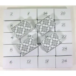 Adventskalender zum Befüllen, Eiskristalle hellgrau weiß Schiebeschachtel Schachteln Advent, BuntMixxDESIGN