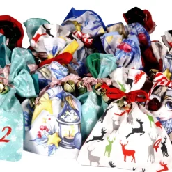 Adventskalender zum Befüllen – Stoff Säckchen mit Zahlen & Band, 24-teilig, Handmade