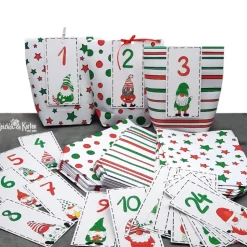 Adventskalender zum Befüllen – 24 handgemachte Papiertüten & Wichtel-Anhänger