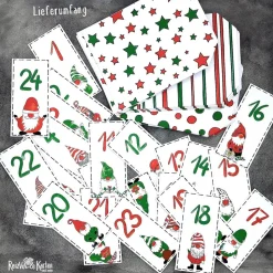 Adventskalender zum Befüllen – 24 handgemachte Papiertüten & Wichtel-Anhänger