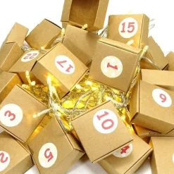 Adventskalender zum Befüllen Faltschachteln Kraftpapier Sticker Zahlen rot natur Advent Kalender