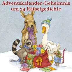 Adventskalender-Rätsel für Kinder ab 6 Jahren um 24 Wichtelwünsche von Waldtieren, mit großem Wald-Panorama (59 x 21 cm)