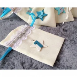 Adventskalendersäckchen türkis weiß zum befüllen nachhaltig wiederverwendbar