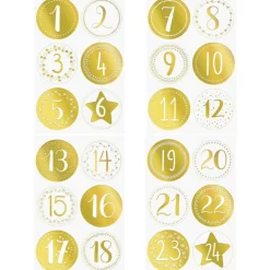 Adventskalender-Set in Gold, Natur und Weiß
