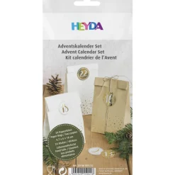 Adventskalender-Set in Gold, Natur und Weiß