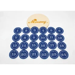 Adventskalenderzahlen Anhänger Zahlen blau Filz rund bestickt / Zahlen Anhänger Adventskalender