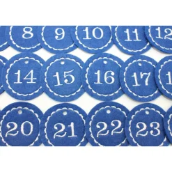 Adventskalenderzahlen Anhänger Zahlen blau Filz rund bestickt / Zahlen Anhänger Adventskalender