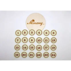 Adventskalenderzahlen creme rot Filz rund bestickt / Zahlen Anhänger Adventskalender