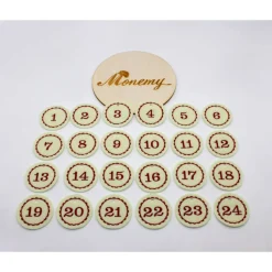 Adventskalenderzahlen creme rot Filz rund bestickt / Zahlen Anhänger Adventskalender