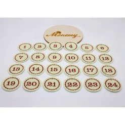 Adventskalenderzahlen creme rot Filz rund bestickt / Zahlen Anhänger Adventskalender