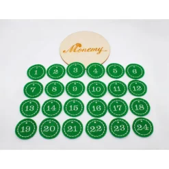 Adventskalenderzahlen grün Filz rund bestickt / Anhänger Zahlen / Zahlen aus Filz / Filzzahlen / Zahlen Adventskalender