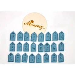 Adventskalenderzahlen Haus Filz hellblau