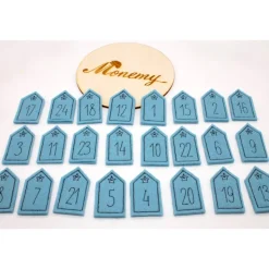 Adventskalenderzahlen Haus Filz hellblau