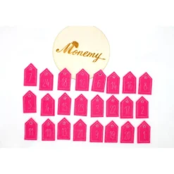 Adventskalenderzahlen Haus Filz pink