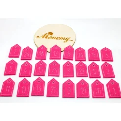 Adventskalenderzahlen Haus Filz pink