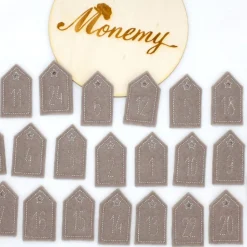 Adventskalenderzahlen Haus Filz taupe grau