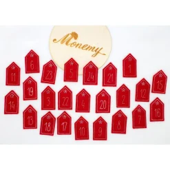 Adventskalenderzahlen Haus Filz rot