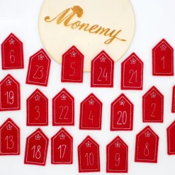 Adventskalenderzahlen Haus Filz rot