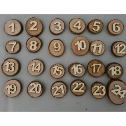 Adventskalenderzahlen Naturprodukt Holzscheiben Holz in rot oder weiß