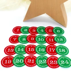 Adventskalenderzahlen rot grün Filz rund bestickt / Zahlen für Adventskalender