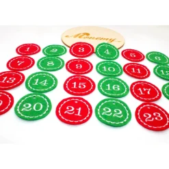 Adventskalenderzahlen rot grün Filz rund bestickt / Zahlen für Adventskalender